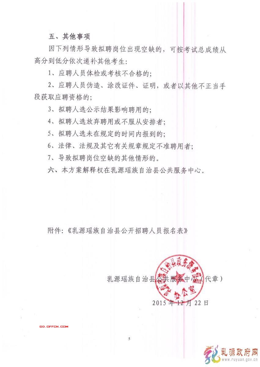 2015年乳源瑶族自治县县办事大厅窗口公开招聘8名专职工作人员公告