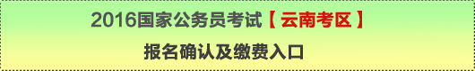 2016年国家公务员考试【云南考区】报名确认及缴费入口